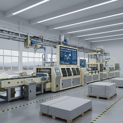 สายการผลิตแผ่นไฟเบอร์ซีเมนต์ กำลังการผลิต 3-5 ล้าน ตร.ม. ระบบควบคุม PLC อัตโนมัติสูง รับประกัน 1 ปี อัตโนมัติ